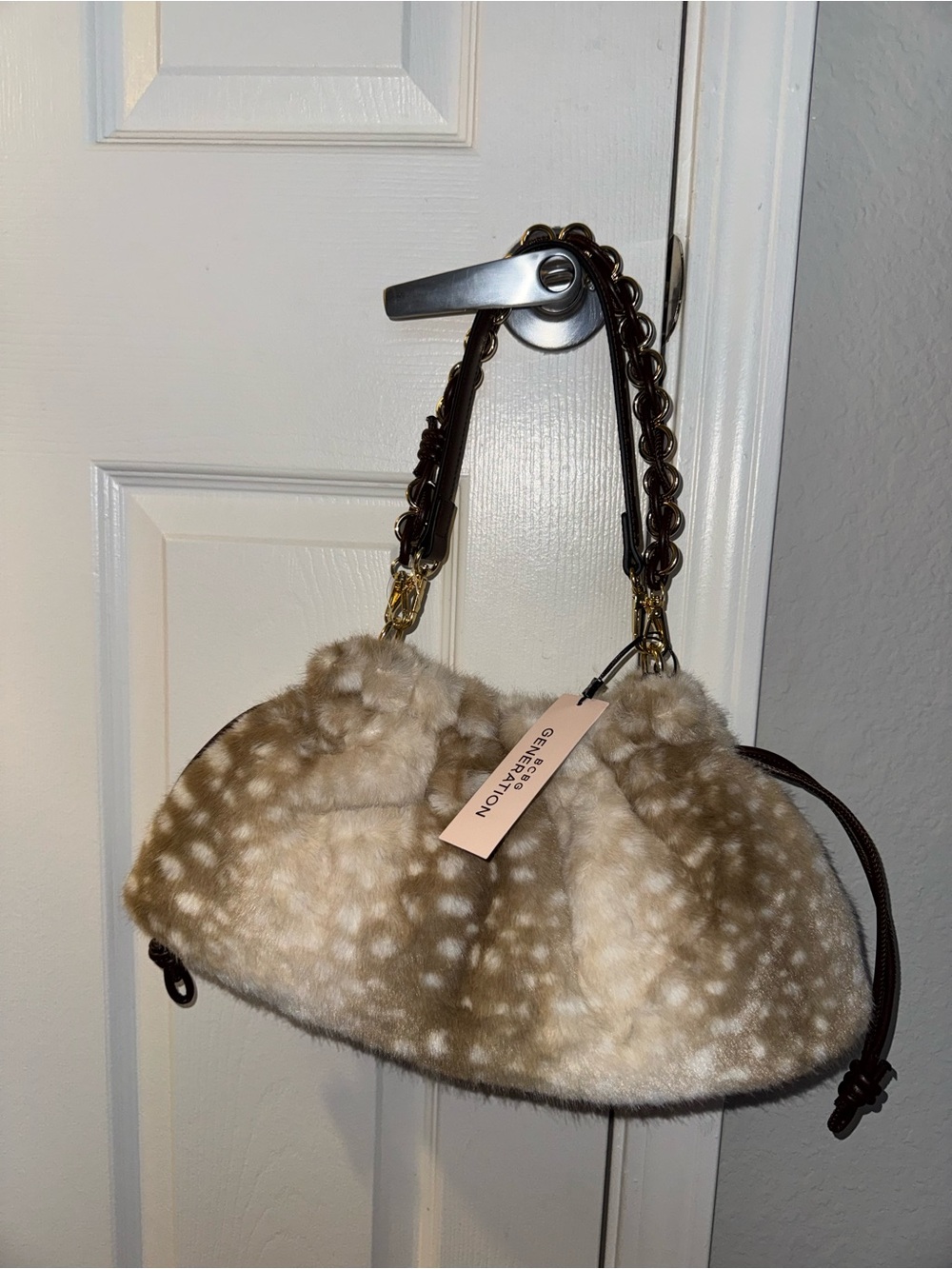 BCBGGENERATION Faux Fur Deer Print Hobo Bag New with Tags